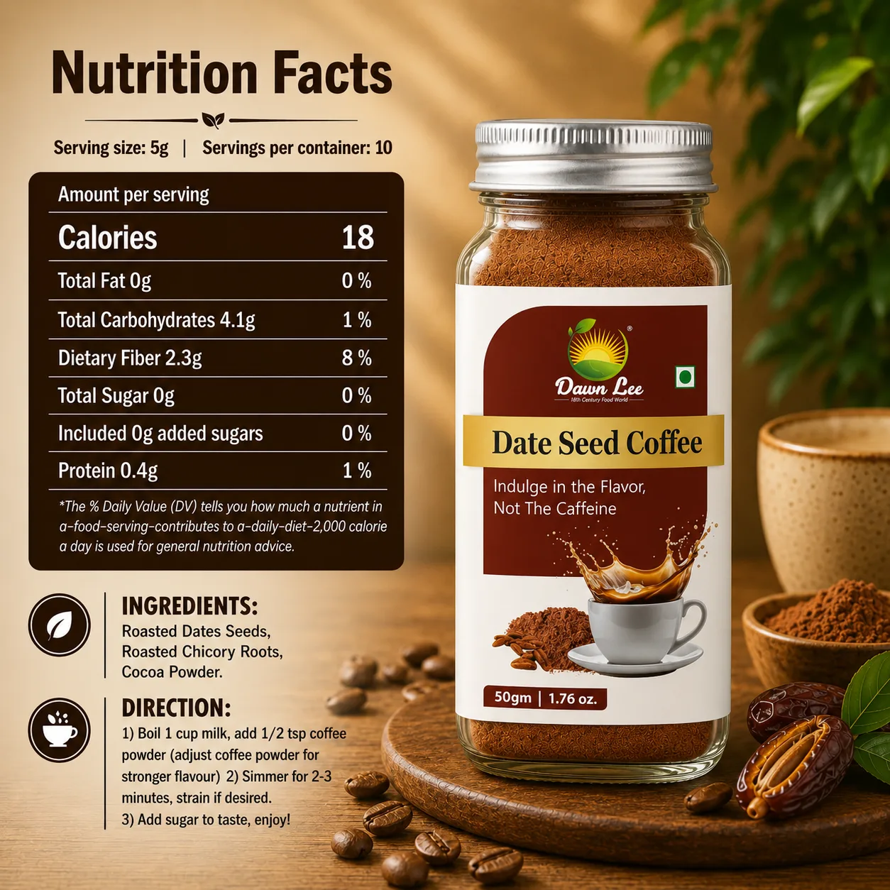 Date seed coffee nutrition facts