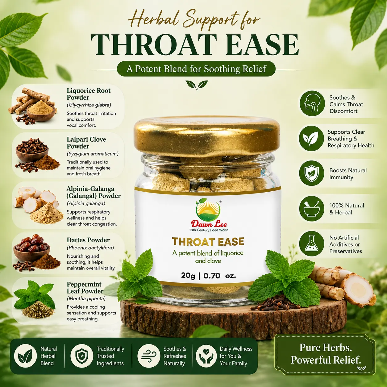 ingredeints in throat ease